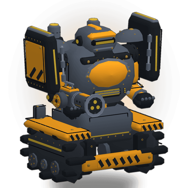 BULWARK, the short range robot, holding its scatter cannon