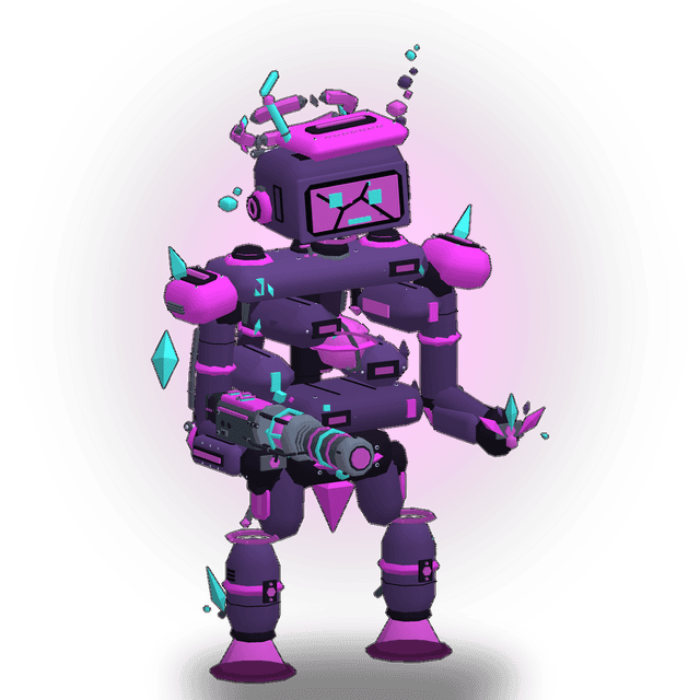 GLITCH, the anomaly robot, holding its emp launcher