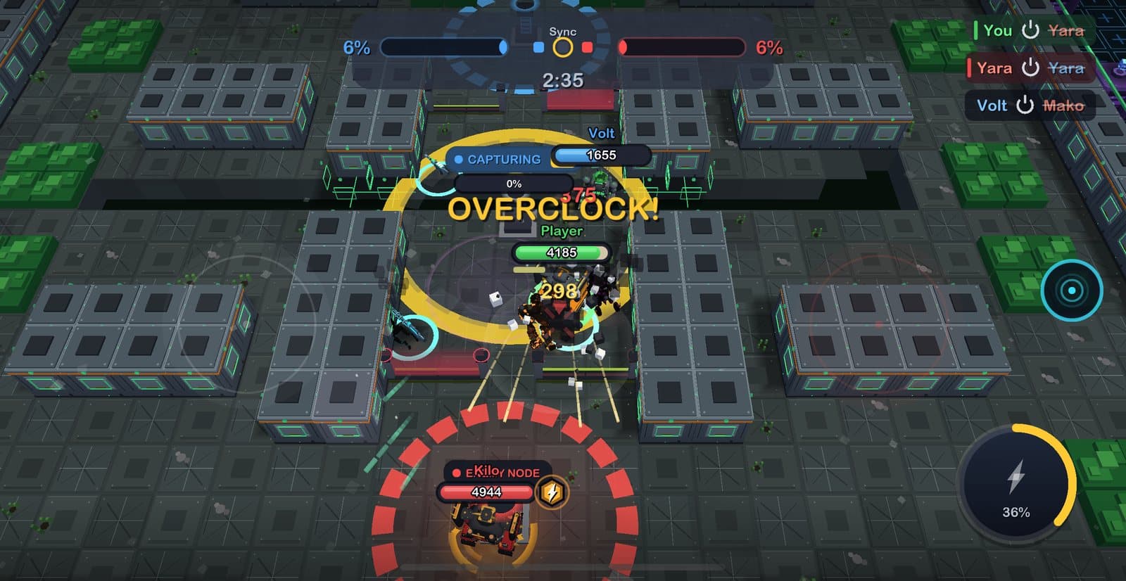 Sudo Smash gameplay: a robot fires its overclock in an Uplink match